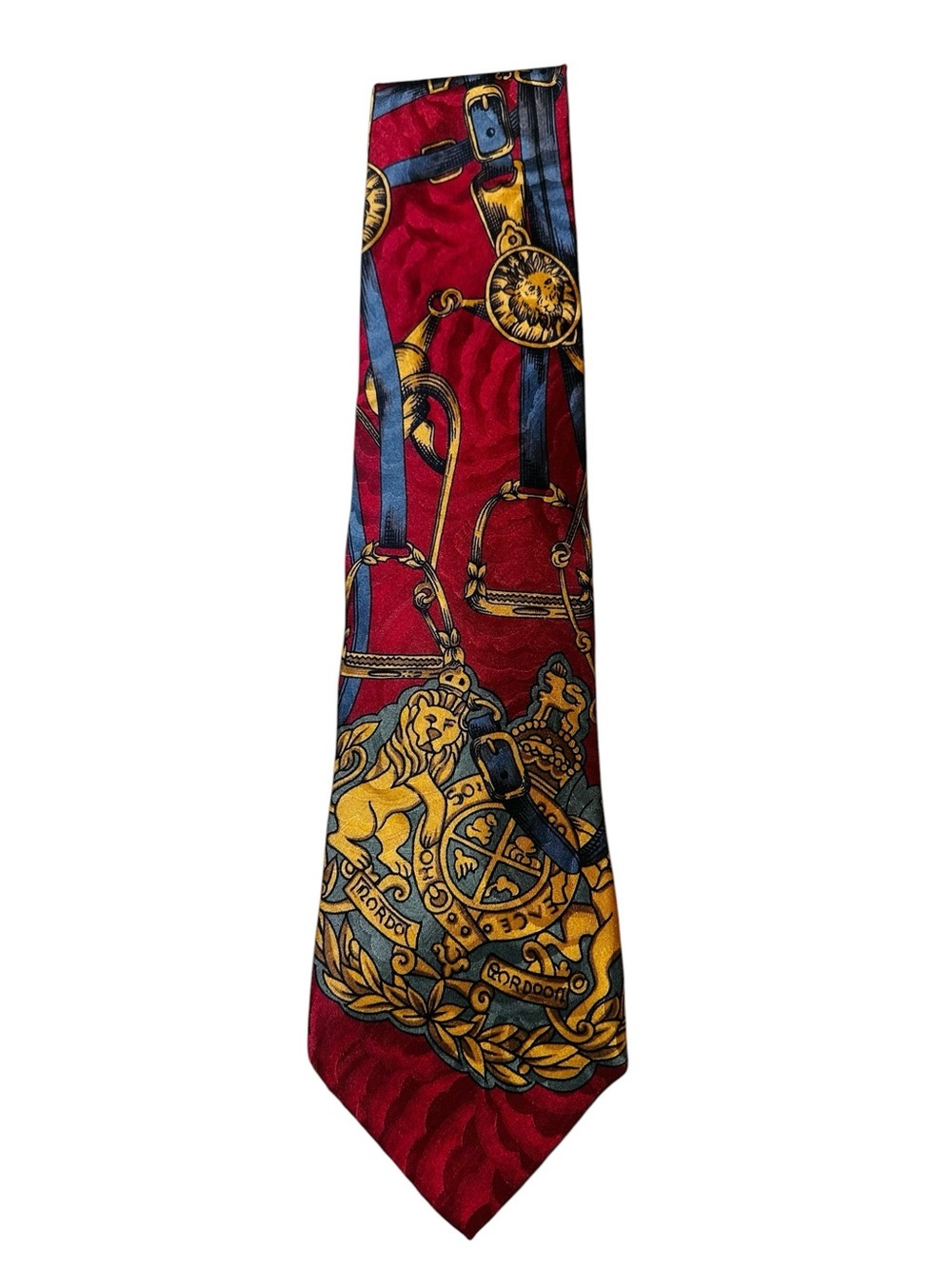 Vintage Hathaway Regal Equestrian Crest Lion 100% Silk Men's Necktie Made In USA